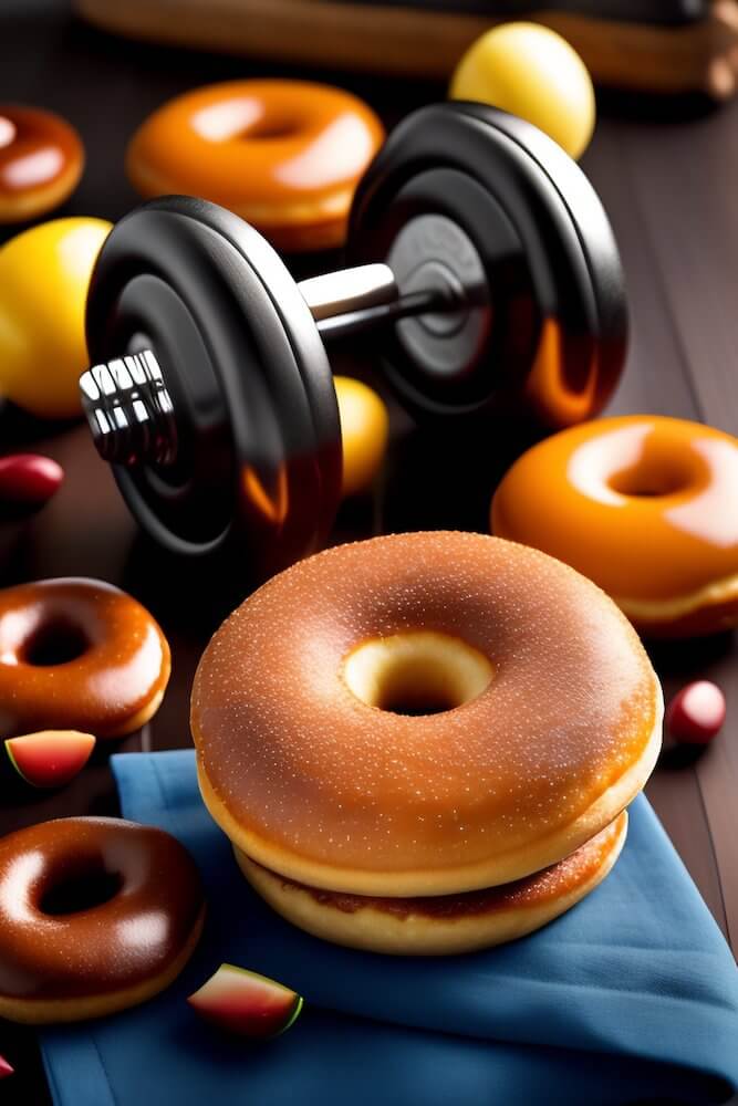 dumbbells made from pan donuts